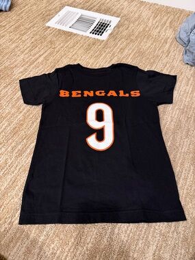 Nike Kids Black Tee with Orange 'BENGALS' and White Number 9